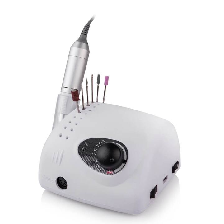 BUCOS. Nail drill "Bucos ZS-705", white, 65W. Фрезер + 6 покращених фрез, 35 тисяч оборотів, реверс, білий корпус #1