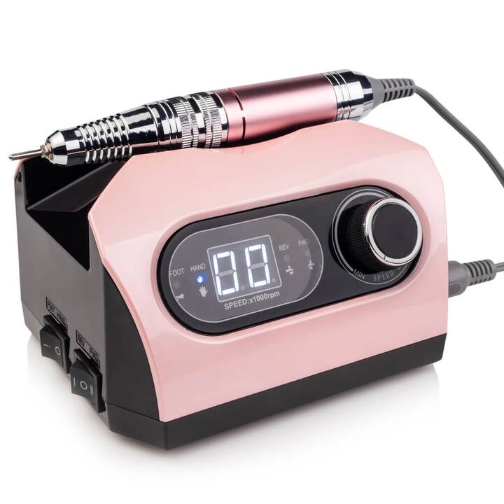 BUCOS. Nail drill "Bucos ZS-717", pink, 65W. Фрезер + 6 покращених фрез, 35 тисяч оборотів, реверс, рожевий корпус #1