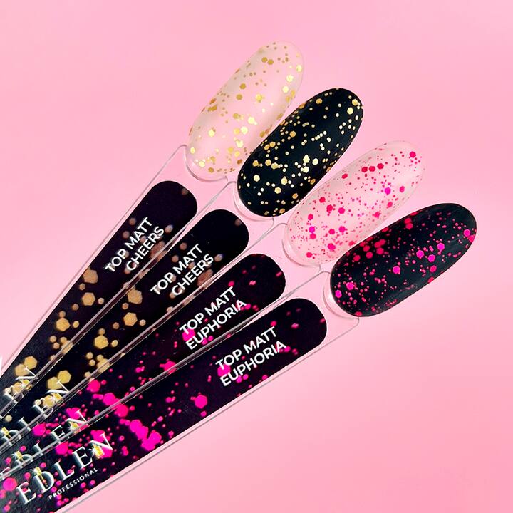 EDLEN. Matte Top "Cheers", 9 ml, матовий топ з блискітками #2