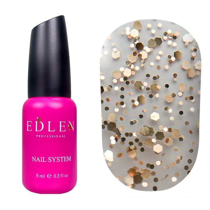 EDLEN. Matte Top "Cheers", 9 ml, матовий топ з блискітками #1