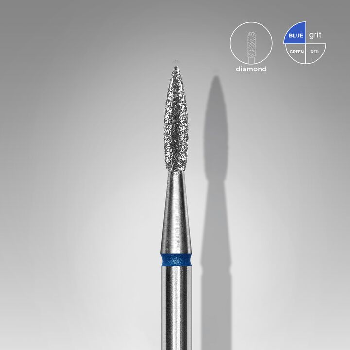 STALEKS. Фреза алмазна "ПОЛУМ'Я" синя, Ø 1.8 mm, гостра #1