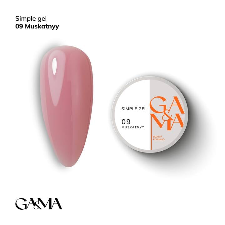 GA&MA. Simple builder gel #9 Nutmeg, 30 ml, gel senza limatura, Noce moscata #1