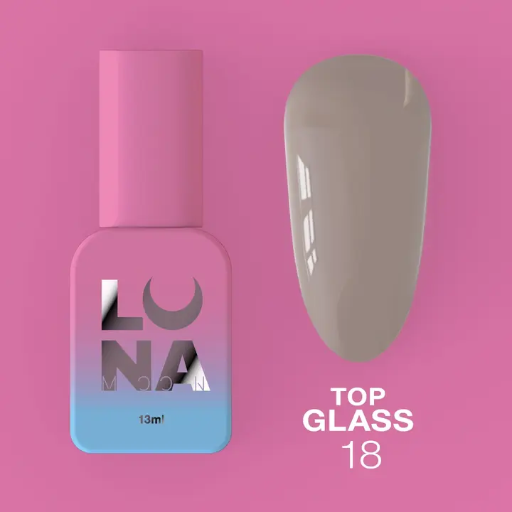 LUNAmoon. Glass Top Coat #18, 13 ml, топ кольоровий глянцевий #2