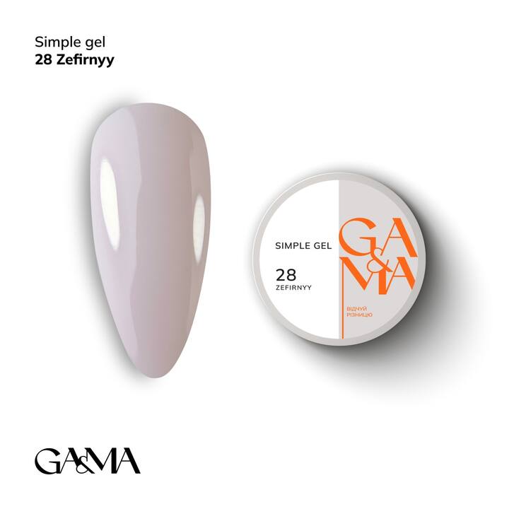 GA&MA. Simple builder gel #28 Zephyr, 30 ml, gel senza limatura, marshmallow #1