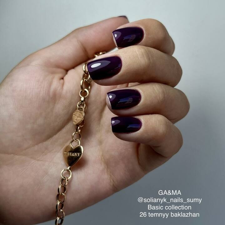 GA&MA. Gel polish #26 DARK EGGPLANT, 10 ml, гель-лак, темний баклажан #6