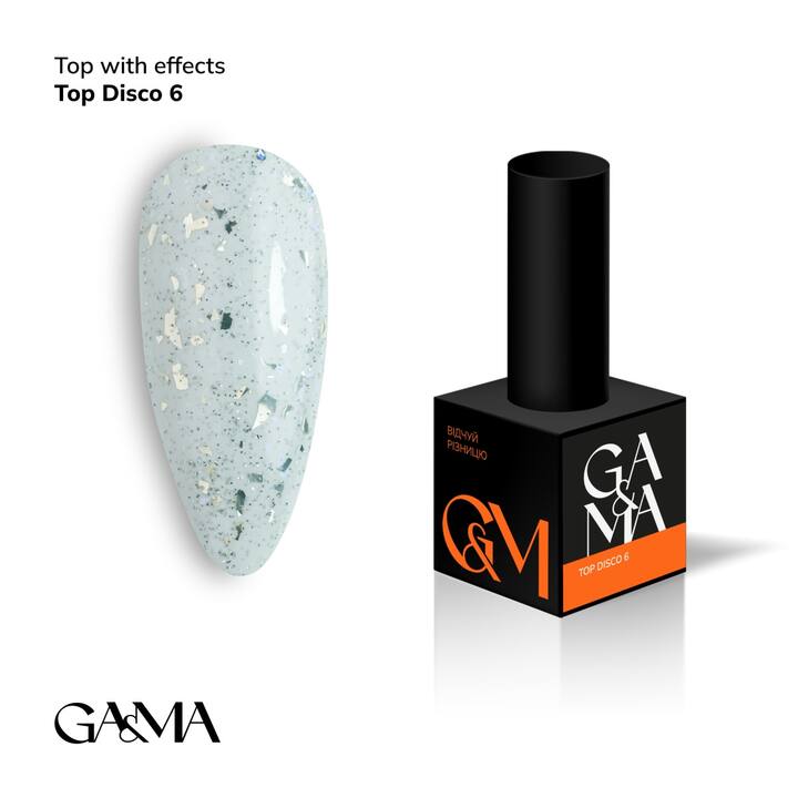 GA&MA. DISCO SHINE TOP #006, 10 ml, Топ світловідбиваючий, срібло #1