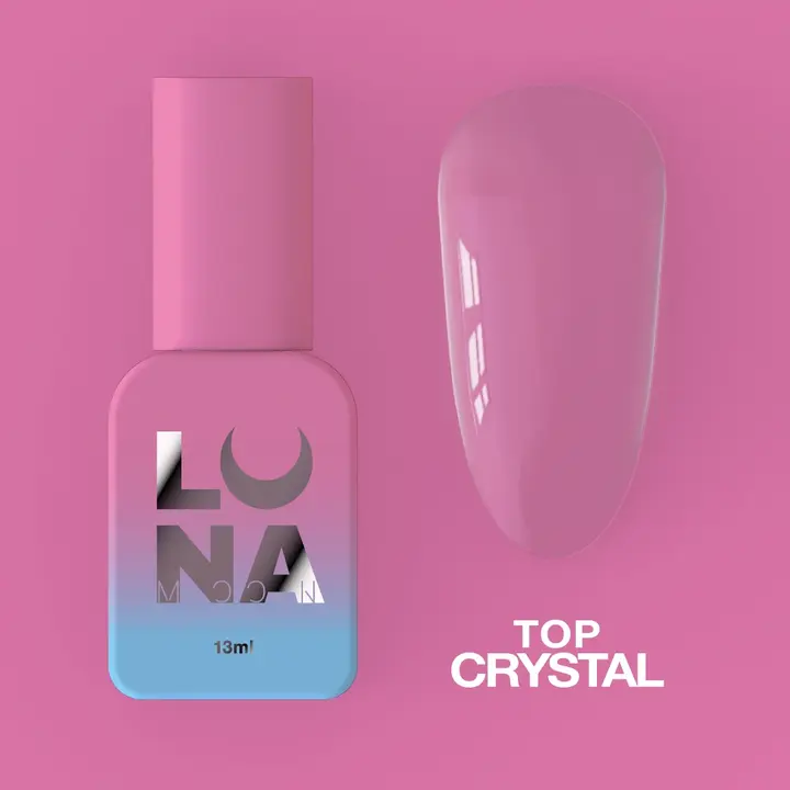 LUNAmoon. Crystal Top Coat (anti-scratches), no sticky, 13 ml, міцний глянцевий топ без липкого шару #2