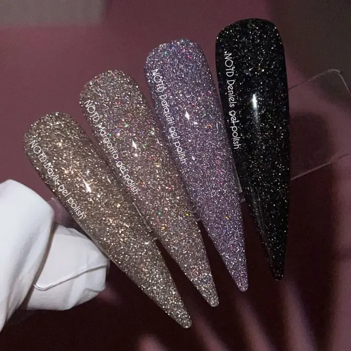 NOTN. Gel polish, Deniels, #034, 10 ml. Гель-лак світловідбиваючий, пігментований чорний зі срібним шиммером #3