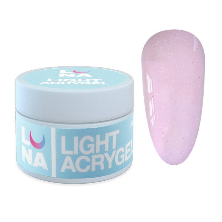 LUNAmoon. Light Acrygel #26 Light pink with shimmer, 30 ml, рідкий гель, світло-рожевий з шимером #2