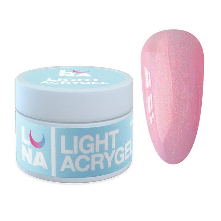 LUNAmoon. Light Acrygel #51 Pink beige with shimmer, 30 ml, gel líquido para fortalecer, rosa beige con shimmer #1