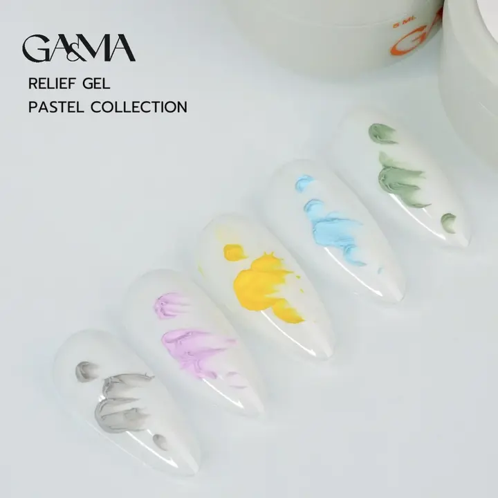 GA&MA. SET, Relief Gel, Pastel Collection, 5 pcs * 5 g. Набір Рельєф гелів, пастельна колекція #3