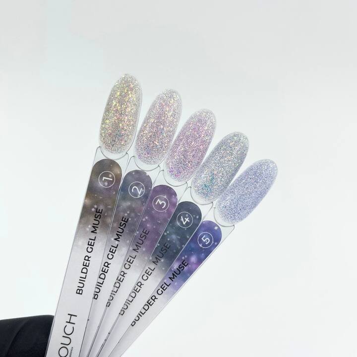 TOUCH. Builder Gel, Muse #04, 15 ml, міцний гель для нарощування з блискучими частинками #3