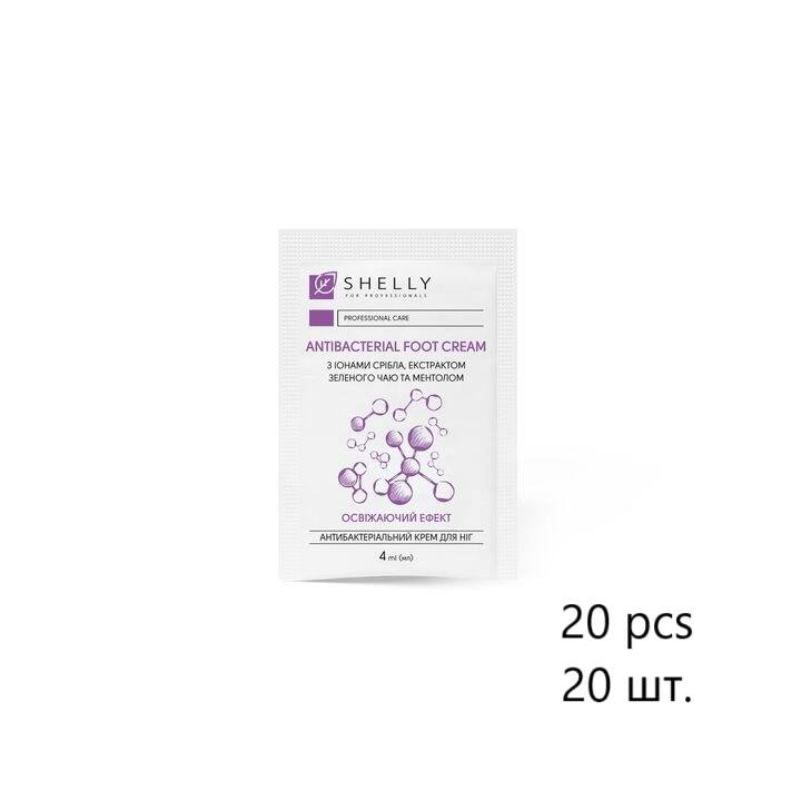 SHELLY.  Antibacterial foot cream with silver ions, green tea extract and menthol, 20 pcs*4 ml. Antybakteryjny krem do stóp z jonami srebra, ekstraktem zielonej herbaty i mentolem, 20 szt*4 ml #1