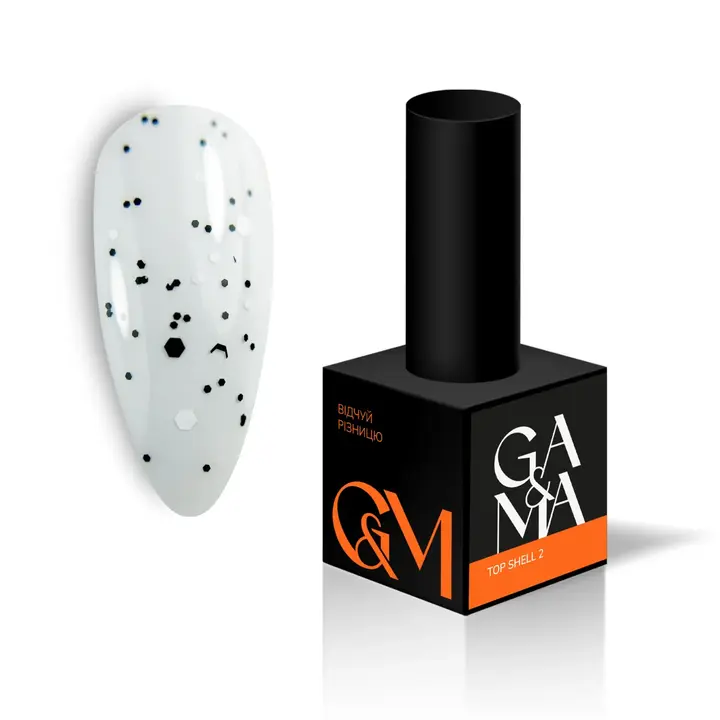 GA&MA. Shell Top #002, 10 ml, top z czarnymi i białymi sześciokątami #1