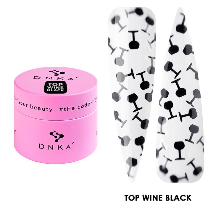 DNKa’. Top coat "Wine", Black, 15 ml. Топ з чорними келихами #1
