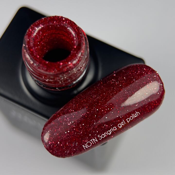 NOTN. Gel polish, Sangria, #154, 10 ml. Гель-лак світловідбиваючий, насичено-червоний #3