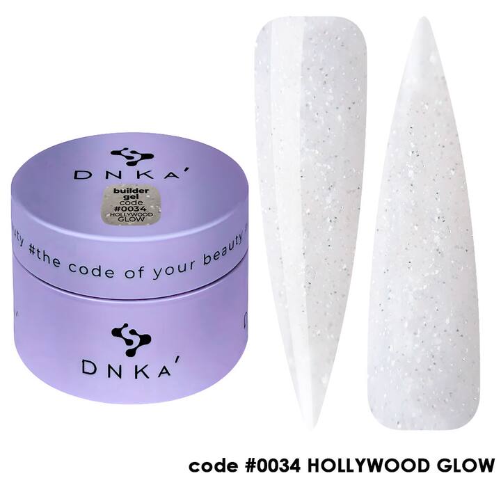 DNKa’. Builder Gel Hollywood #0034, 30 ml, світловідбиваючий гель для моделювання #1