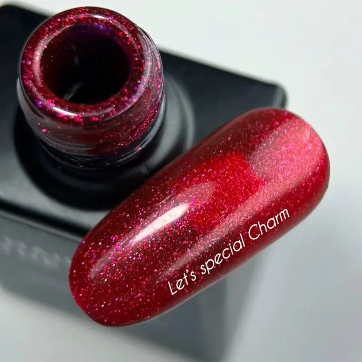 NOTD. "Let's Special" , Gel Polish, Charm, #175, малиново-рожевий із дрібним шимером, 10 ml #3