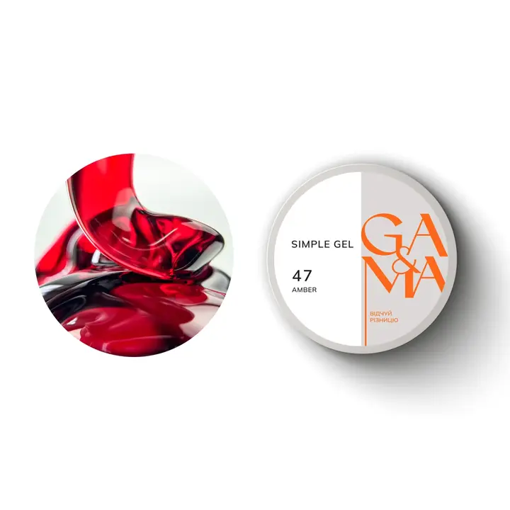 GA&MA. Simple builder gel #47 Amber, 30 ml, gel without filing, Amber #1