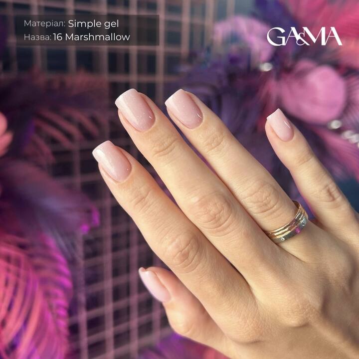 GA&MA. Simple builder gel #16 Marshmallow, 15 ml, гель без опилу, маршмеллоу #4