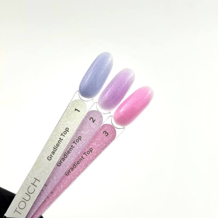 TOUCH. Gradient Top coat #1, with shimmer, 13 ml, кольоровий топ з дрібним шимером, блакитний #3
