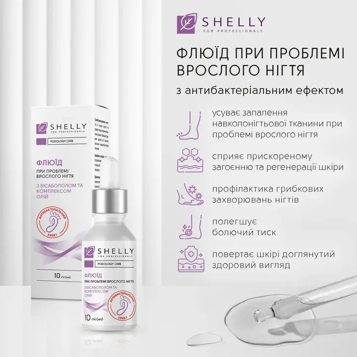 SHELLY. Fluid for ingrown nails with antibacterial effect, 10 ml. Флюїд при проблемі врослих нігтів з антибактеріальним ефектом #2