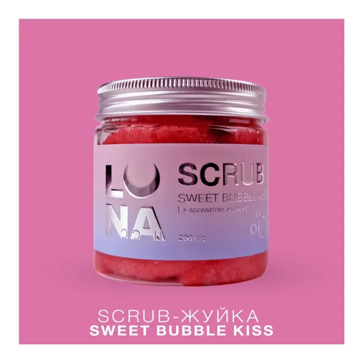LUNAmoon. Scrub Sweet Bubble Kiss, 200 g. Esfoliante para mãos e pés com aroma de chiclete #2