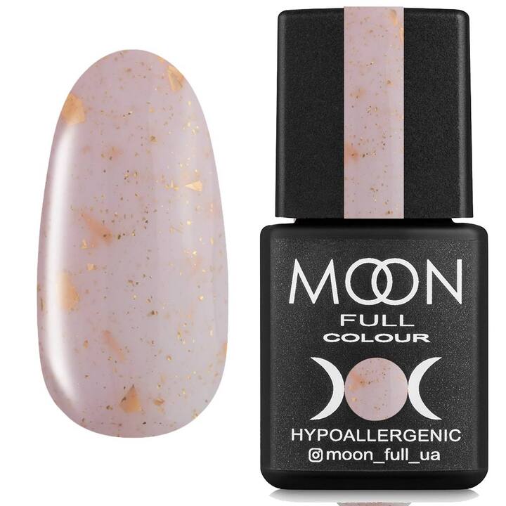 MOON FULL. Rubber Base, Leaf #2, 8 ml. Base de goma coloreada con pan de oro, rosa suave #1