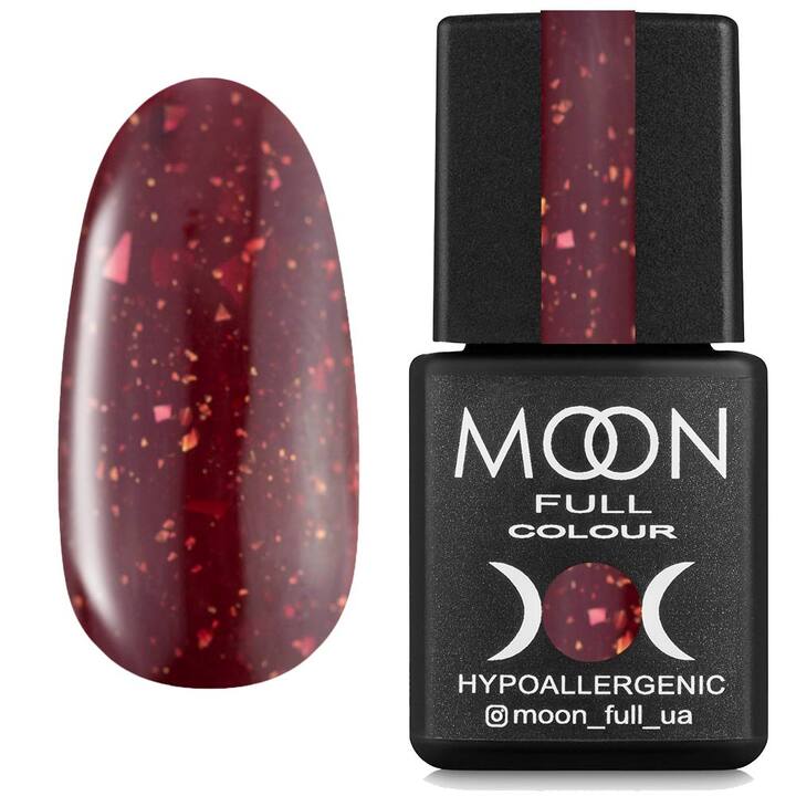 MOON FULL. Rubber Base, Leaf #8, 8 ml. Base de goma colorida con pan de oro, vino #1