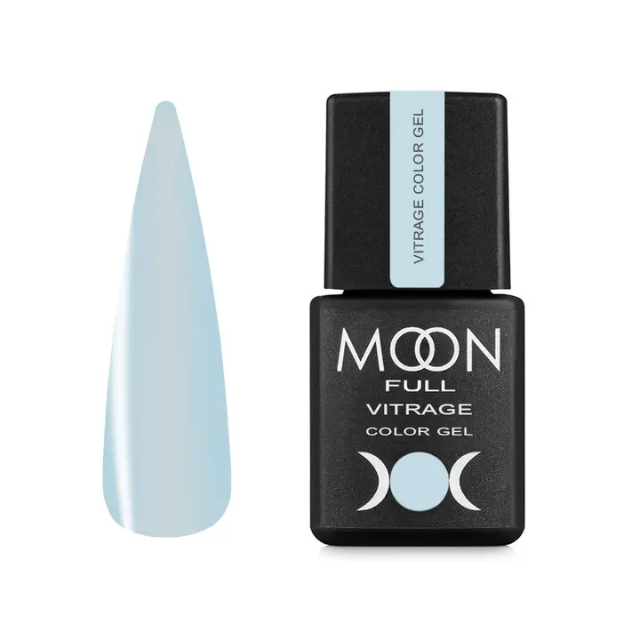 MOON FULL. Vitrage Gel Polish, #05, 8 ml. Vernis gel vitrail, bleu clair #1