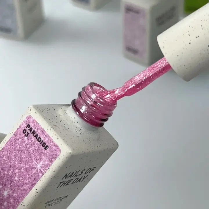 NOTD. Gel Polish, Let's special, PARADISE #03, 10 ml, гель-лак яскраво-рожевий з блискітками #2
