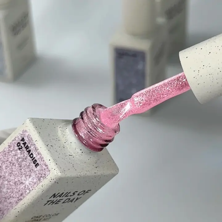 NOTD. Gel Polish, Let's special, PARADISE #02, 10 ml, гель-лак пудрово-рожевий з блискітками #2