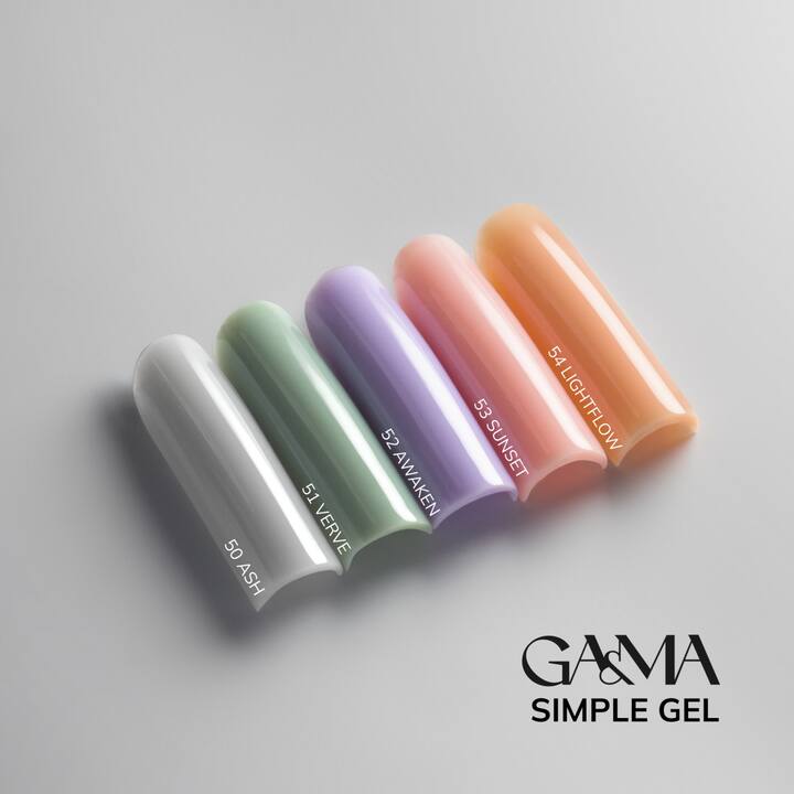 GA&MA. Simple builder gel, #52 Awaken, 15 ml,  гель без опилу, лавандовий #4