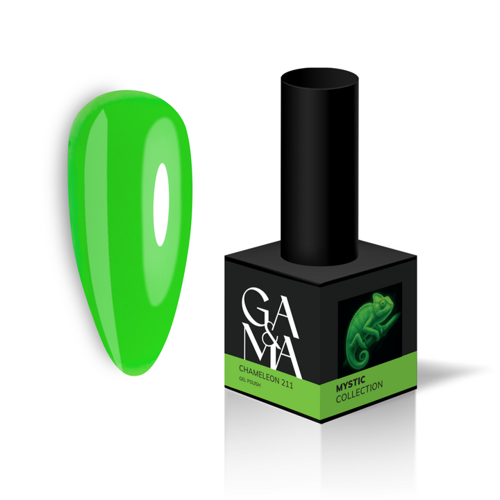 GA&MA. Gel polish #211 Chameleon, 10 ml, gel polish vitral neon, Camaleão #1