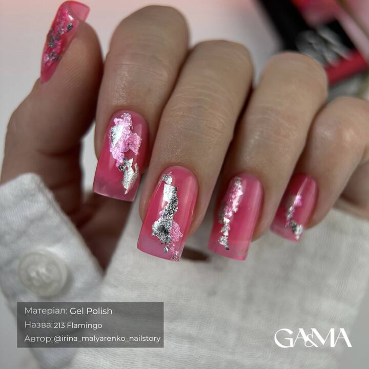 GA&MA. Gel polish #213 Flamingo, 10 ml, вітражний неоновий гель-лак, Фламінго #4
