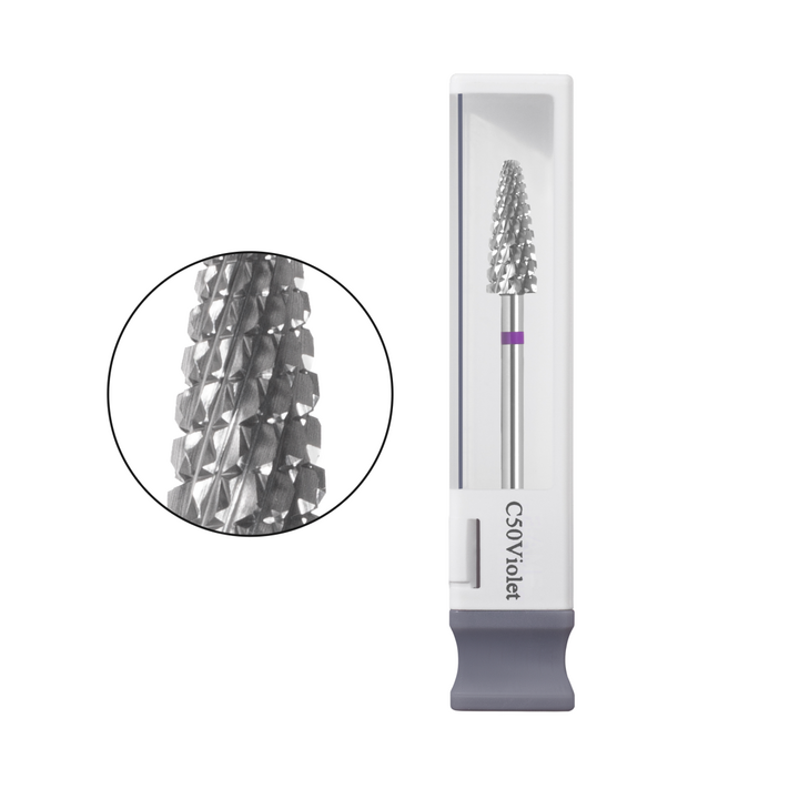 GA&MA. Carbide Max nail drill bit, C50Violet. Фреза твердосплавна "Кукурудза завужена", фіолетова, Ø 5 мм — GÉMELY (ex GA&MA), NAILSMADE