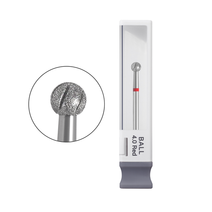 GA&MA. Carbide Cold nail drill bit, Ball, 4 mm, Red. Фреза алмазна "Куля", червона, Ø 4 мм #1