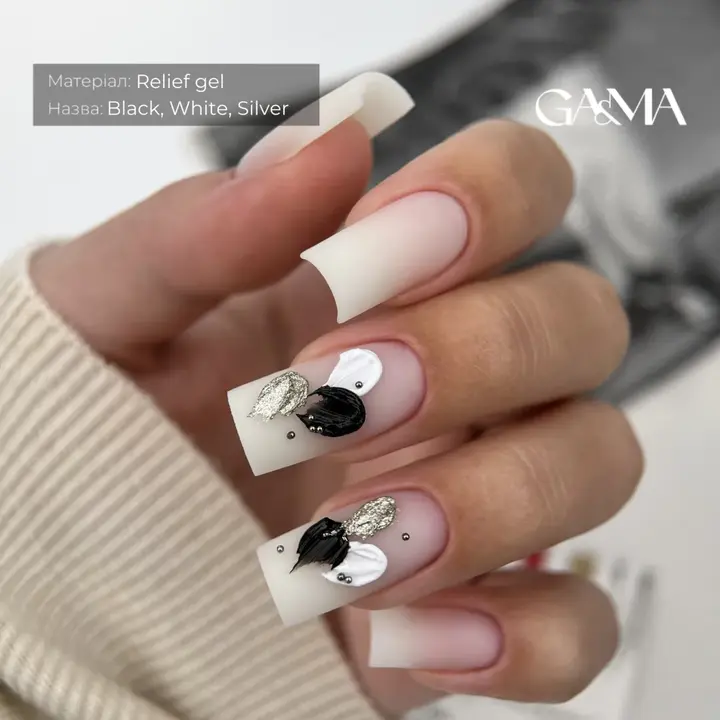 GA&MA. Relief gel, silver, 5 g, рельєф гель, срібло #3