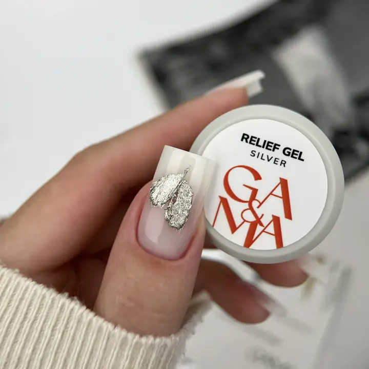 GA&MA. Relief gel, silver, 5 g, рельєф гель, срібло #2