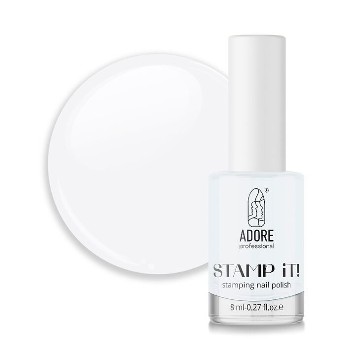 ADORE. Stamping nail polish, №1, Cocco, 8 ml. Лак для стемпінгу, білий #1