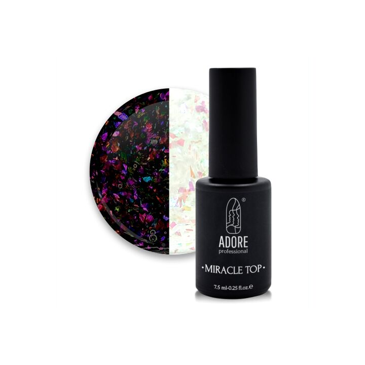 ADORE. Miracle Top coat, №08, Pink yuki, 8 ml. Топ з рожевими пластівцями Юкі #1