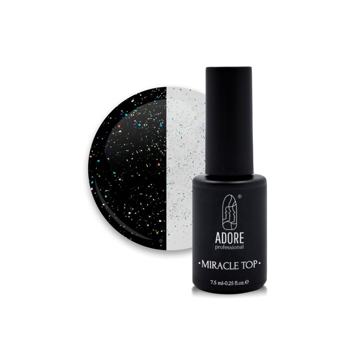 ADORE. Miracle Top coat, №01, Golographic glitter, 8 ml. Топ з голографiчним сяйвом #1