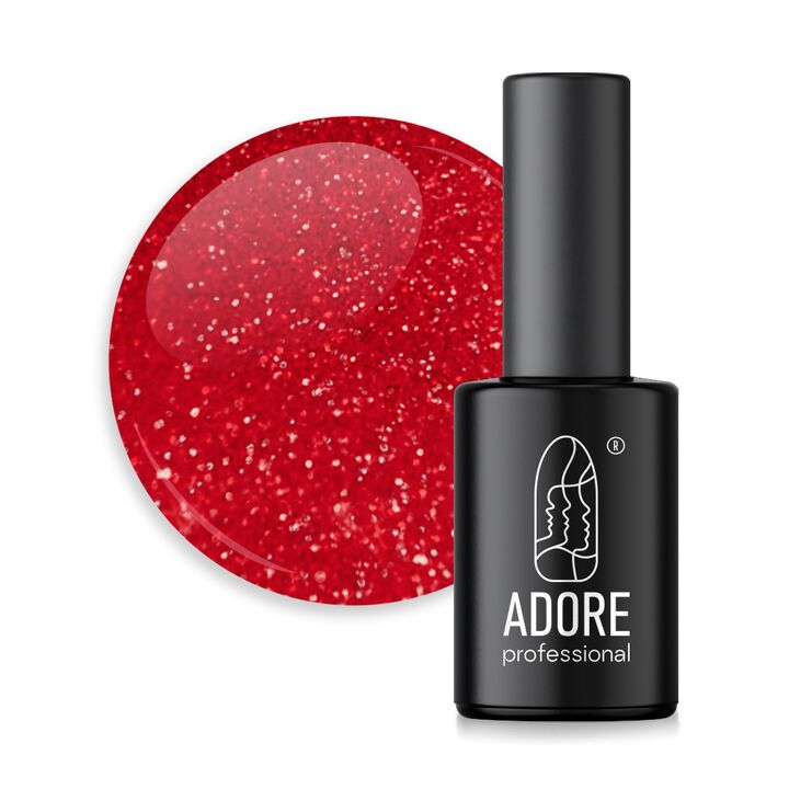 ADORE. Gel Polish, #287, Desire, 8 ml. Гель-лак, насичений червоний з глітером #1
