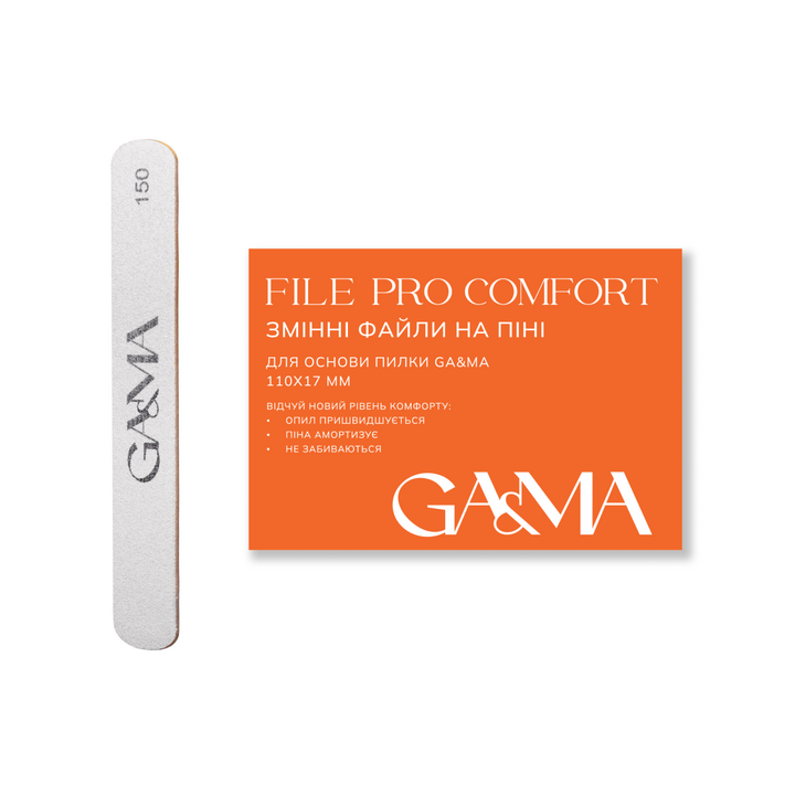 GA&MA. File PRO Comfort, 110 mm x 17mm, 150 grit, 50 pcs. Змінні файли на піні, 150 гріт, 50 шт #1