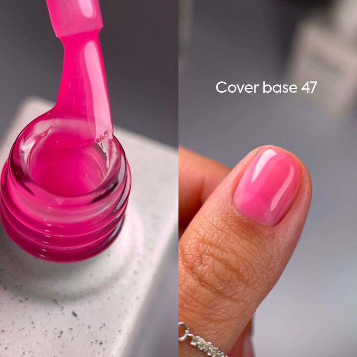 NOTD. Cover Base, NEW Formula, Light pigment #47, 10 ml, base semi-transparente rosa intenso #2