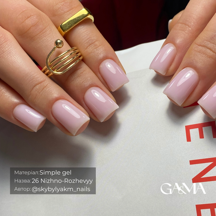 GA&MA. Simple builder gel #26 Pale Pink, 15 ml, gel senza limatura, rosa pallido #6