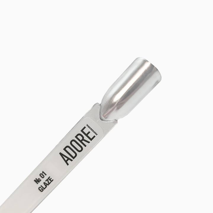 ADORE. Glaze Powder #01, 0.5 g. Дзеркальна втирка-глазур, біло-срібляста #2