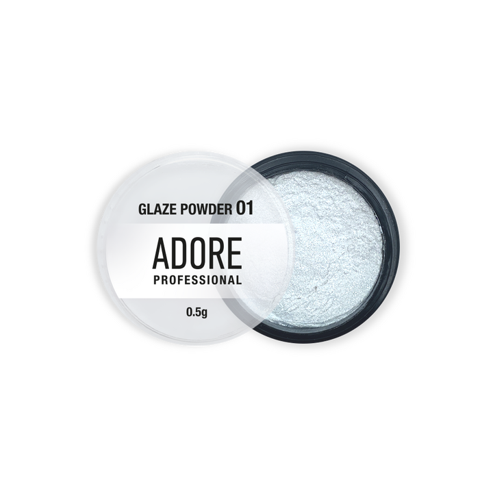 ADORE. Glaze Powder #01, 0.5 g. Дзеркальна втирка-глазур, біло-срібляста #1