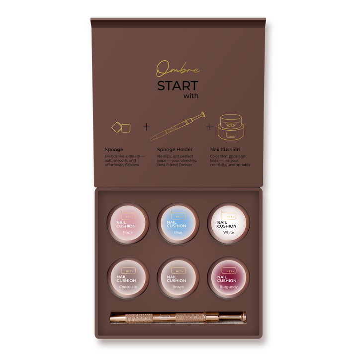 HEYLOVE. Nail Cushion set «Brown», 6 pcs, набір гелевих фарб для омбре, стемпінгу та малювання #1