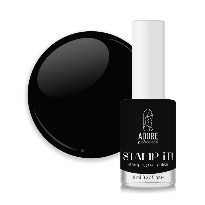 ADORE. Stamping nail polish, №2, Charcoal, 8 ml. Лак для стемпінгу, чорний #1